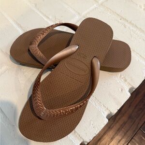 Havaianas Metallic Flip Flops with Branded Straps
